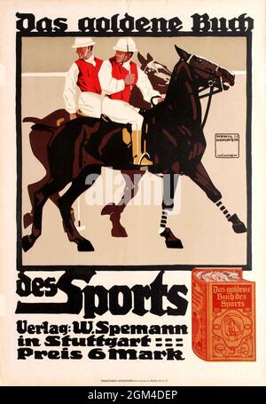 Cliquez sur l'affiche de couverture du livre allemand Vintage - « Das Goldene Buch des Sports » Banque D'Images