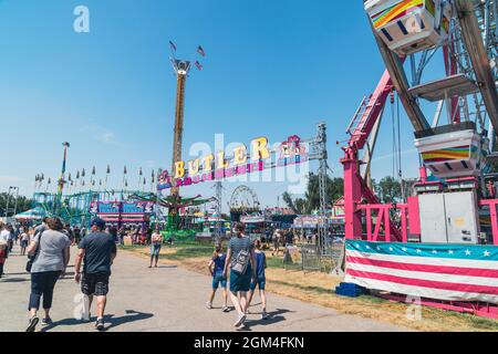 Boise, Idaho - 20 août 2021 : le parc d'attractions Midway se déroule à la foire de l'État de l'ouest de l'Idaho, au parc d'expositions Expo Idaho Banque D'Images