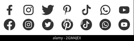 Ensemble d'icônes de réseaux sociaux ou logos de réseaux sociaux ensemble d'icônes plates pour les applications et les sites Web définis Banque D'Images