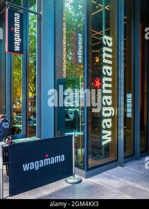 Restaurant Wagamama Shoreditch Londres - restaurant de cuisine fusion asiatique Wagamama près de Old Street rond-point dans le district de haute technologie. Banque D'Images