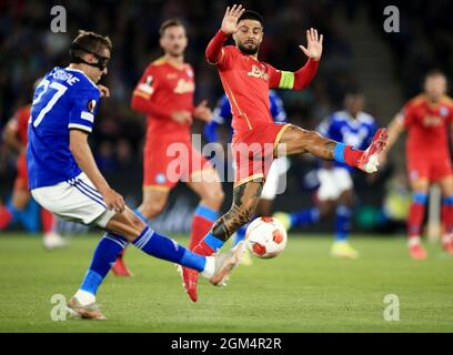 Lorenzo Insigne de Napoli pendant Leicester City v Napoli, UEFA Europa League football match, King Power Stadium, Leicester, Royaume-Uni. 16 septembre 2021. Crédit : Michael Zemanek/Alamy Live News Banque D'Images