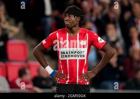 Eindhoven, pays-Bas. 16 septembre 2021. EINDHOVEN, PAYS-BAS - SEPTEMBRE 16: Noni Madueke de PSV lors du match de l'UEFA Europa League Group Stage entre PSV et Real Sociedad au stade Phillips Stadion le 16 septembre 2021 à Eindhoven, pays-Bas (photo de Broer van den Boom/Orange Pictures) Credit: Orange pics BV/Alay Live News Banque D'Images