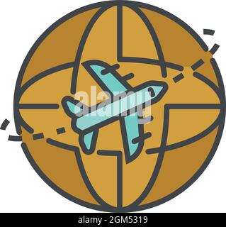 Icône de distribution d'air globale. Contour global de l'icône de vecteur de distribution d'air couleur plate isolée sur blanc Illustration de Vecteur