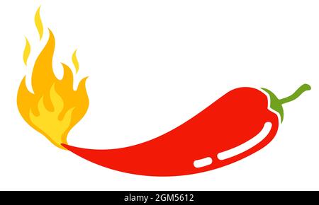 Illustration vectorielle d'un piment épicé à la flamme. Piment rouge pour la cuisine mexicaine ou thaïlandaise. Chili chaud. Illustration de Vecteur