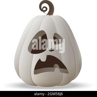 Halloween Jack O Lantern citrouille blanche avec drôle d'expression de visage - isolé sur fond transparent Illustration de Vecteur