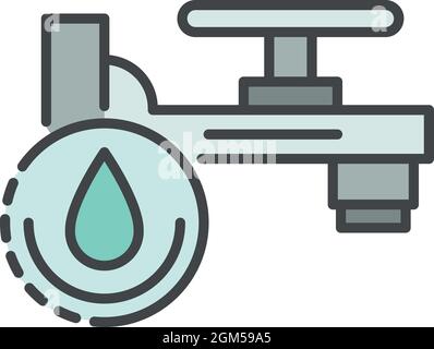 Icône du robinet d'eau intelligent. Contour Smart robinet d'eau vecteur icône couleur plat isolé sur blanc Illustration de Vecteur