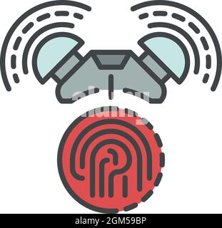 Icône d'alarme d'empreinte digitale. Contour de l'icône de vecteur d'alarme d'empreinte digitale couleur plate isolée sur blanc Illustration de Vecteur