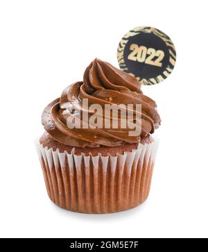 Delicieux Cupcake Pour La Fete Du Nouvel An 22 Sur Fond Blanc Photo Stock Alamy