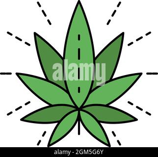 Logo de feuille de cannabis ECO. Contour ECO cannabis feuille vecteur logo couleur plat isolé sur blanc Illustration de Vecteur