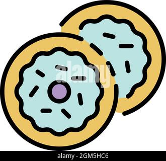 Icône de boulangerie sucrée juive. Contour juif doux boulangerie vecteur icône couleur plat isolé sur blanc Illustration de Vecteur