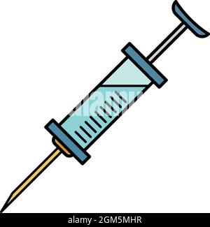 Icône de seringue médicale. Contour de la seringue médicale vecteur icône couleur plat isolé sur blanc Illustration de Vecteur