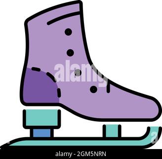 Skates icône de démarrage. Outline skates boot vector icône couleur plat isolé sur blanc Illustration de Vecteur