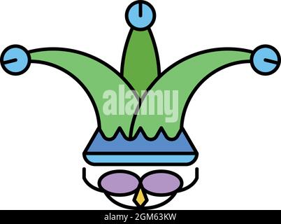 Icône de chapeau de Fools. Outline Fools chapeau vecteur icône couleur plat isolé sur blanc Illustration de Vecteur