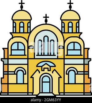 Icône du temple chrétien. Contour christian temple vecteur icône couleur plat isolé sur blanc Illustration de Vecteur