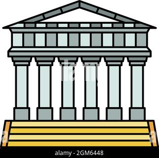 Icône du temple italien. Contour italien temple vecteur icône couleur plat isolé sur blanc Illustration de Vecteur