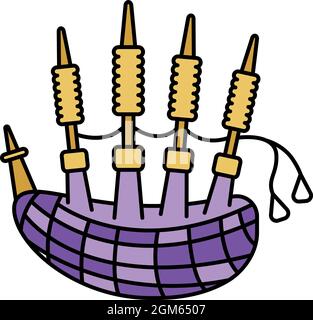 Icône cornemuses. Contour de l'icône de vecteur de cornemuse couleur plate isolée sur blanc Illustration de Vecteur