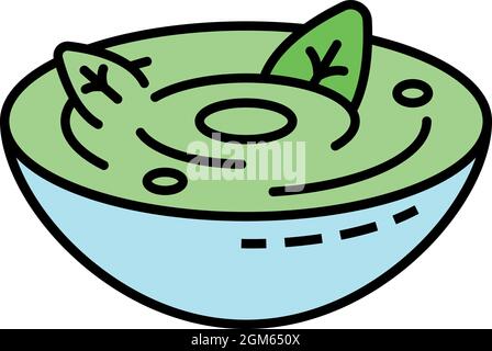 Icône soupe aux épinards. Contour de la soupe aux épinards vecteur de couleur icône plat isolé sur blanc Illustration de Vecteur