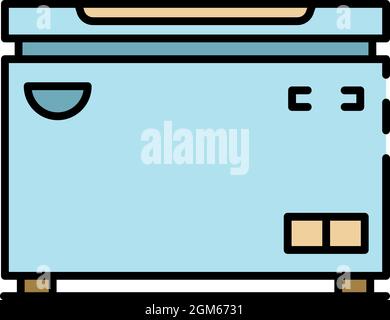 Icône du congélateur horizontal. Contour horizontal congélateur vecteur icône couleur plat isolé sur blanc Illustration de Vecteur