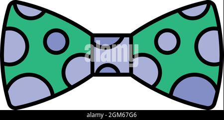 Noeud papillon à motif polka. Contour noeud papillon noeud papillon vecteur icône couleur plat isolé sur blanc Illustration de Vecteur