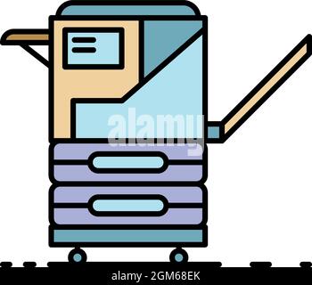 Icône Office xerox. Outline office xerox Vector icon couleur plat isolé sur blanc Illustration de Vecteur