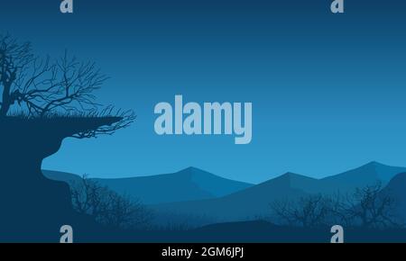 Vue fantastique sur les montagnes depuis l'extérieur de la ville la nuit. Illustration vectorielle Illustration de Vecteur