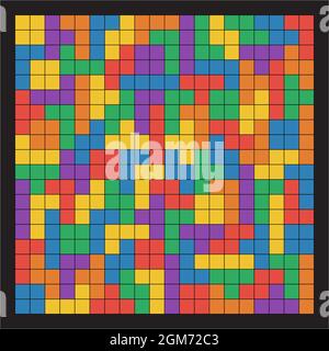 Sans couture plat UI couleurs tetris motif lignes noires Illustration de Vecteur