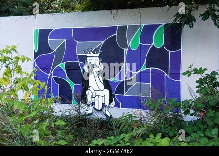 Vestiges de Berlin Hinterlandmauer. Mur intérieur avec art de la rue dans le parc public Nordbahnhof, Mitte Berlin, parc sur l'ancien couloir de la mort Banque D'Images