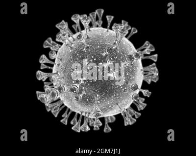 Virus du coronavirus Covid-19 gros plan sur un arrière-plan sombre, rendu 3d Banque D'Images