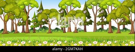 Parc naturel à l'heure de la journée illustration de la scène horizontale Illustration de Vecteur
