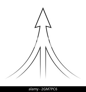 Le chemin vers l'objectif est une flèche un pointeur avec trois routes Illustration de Vecteur