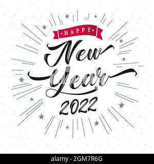 Bonne année 2022 lettrage calligraphie. Illustration vectorielle noire de luxe pour Noël ou nouvel an. Numéros 20 22 et texte sur les faisceaux de ligne Illustration de Vecteur