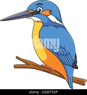 Illustration vectorielle de dessin animé d'oiseau Kingfisher mignon Illustration de Vecteur