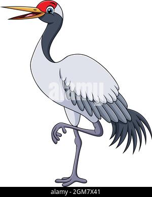 Illustration vectorielle de dessin animé d'oiseau de Crane mignon Illustration de Vecteur