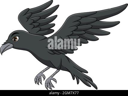 Illustration vectorielle de dessin animé d'oiseau Corbeau Illustration de Vecteur