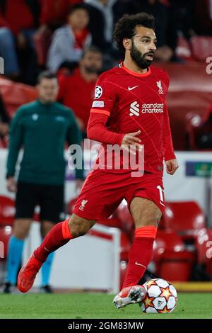 Anfield, Liverpool, Angleterre, 15 septembre 2021, Mohamed Salah (Liverpool FC) en action pendant le Groupe B - Liverpool FC vs AC Milan - UEFA Champions L Banque D'Images