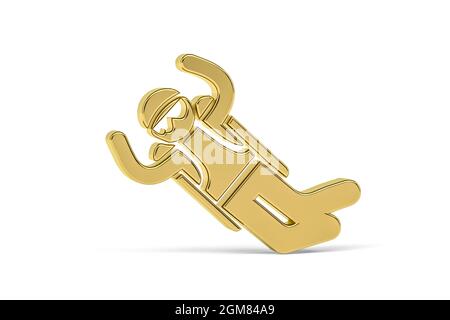 Icône de parachutisme 3d doré isolée sur fond blanc - rendu 3D Banque D'Images