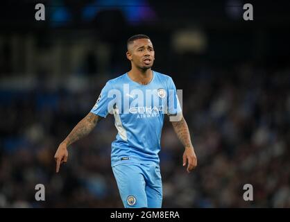 Manchester, Royaume-Uni. 15 septembre 2021. Gabriel Jesus de Man City lors du match de groupe de l'UEFA Champions League entre Manchester City et RB Leipzig au Etihad Stadium, Manchester, Angleterre, le 15 septembre 2021. Photo d'Andy Rowland. Crédit : Prime Media Images/Alamy Live News Banque D'Images