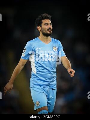 Manchester, Royaume-Uni. 15 septembre 2021. Ilkay Gundogan de Man City lors du match de groupe de l'UEFA Champions League entre Manchester City et RB Leipzig au Etihad Stadium, Manchester, Angleterre, le 15 septembre 2021. Photo d'Andy Rowland. Crédit : Prime Media Images/Alamy Live News Banque D'Images