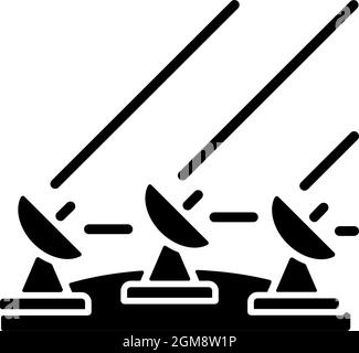 Icône en forme de glyphe noir du système de satellite au sol Illustration de Vecteur