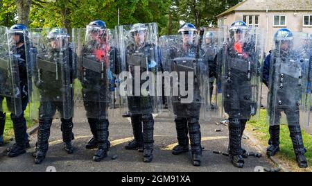 South Queensferry, Écosse, Royaume-Uni. 16 septembre 2021. La police écossaise invite la presse à assister à leur formation continue sur l'ordre public à Craigiehall Banque D'Images