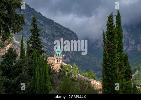 Clocher à la Cartuja de Valldemossa, Majorque, Espagne, où le compositeur Frédéric Chopin passe l'hiver 1838039 Banque D'Images