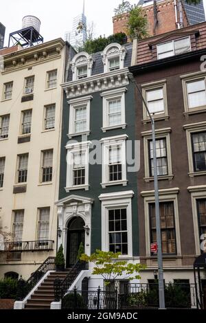 Brownstone Apartment Buildings on East 38th Street, Murray Hill, NYC, Etats-Unis Banque D'Images