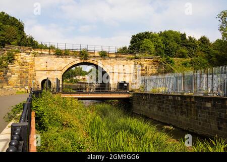 Le pont ferroviaire de Skerne. Le plus ancien pont ferroviaire. Darlington, comté de Durham, Angleterre. Conçu Ignatius Bonomi. 1824 Banque D'Images