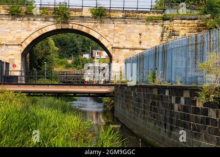 Le pont ferroviaire de Skerne. Le plus ancien pont ferroviaire. Darlington, comté de Durham, Angleterre. Conçu Ignatius Bonomi. 1824 Banque D'Images