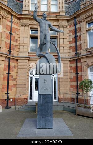 La statue de Yuri Gagarin en face de l'Observatoire Royal, Greenwich, Londres, Royaume-Uni. Banque D'Images