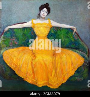 Dame en jaune par Max Kurzweil (1867-1916), huile sur toile, 1899 Banque D'Images