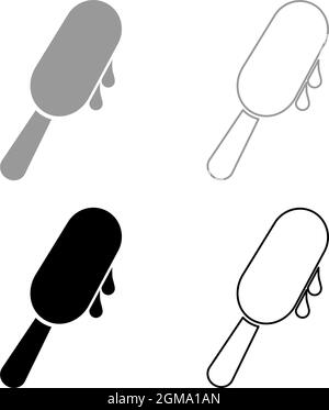 Popsicle Ice Jolly glace sur bâton icône gris noir couleur vecteur illustration plat style simple image Illustration de Vecteur