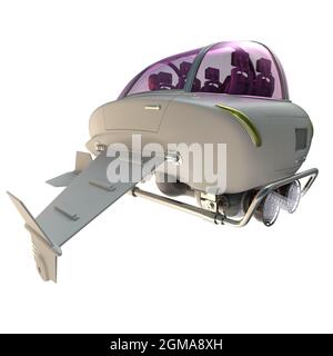 Illustration 3D d'un taxi spatial de la science-fiction Banque D'Images