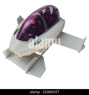 Illustration 3D d'un taxi spatial de la science-fiction Banque D'Images