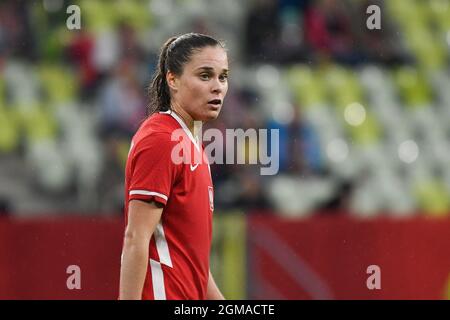 Gdansk, Pologne. 17 septembre 2021. Ewa Pajor (9) de Pologne photographié lors d'un match de football féminin entre les équipes nationales de Pologne et de Belgique, a appelé les flammes rouges dans le premier match de qualification pour la coupe du monde des femmes de la FIFA dans le groupe F, le vendredi 17 septembre 2021 à Gdansk, Pologne . PHOTO SPORTPIX BE | STIJN AUDOOREN Credit: SPP Sport Press photo. /Alamy Live News Banque D'Images
